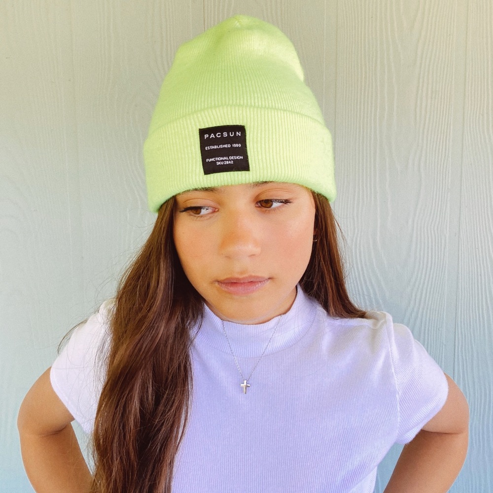 Neon green pacsun beanie